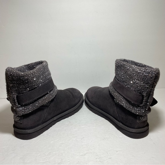 UGG Australia Cambridge Boots Womens Grey Suede Metallic Belted Size 8 - Picture 9 of 15